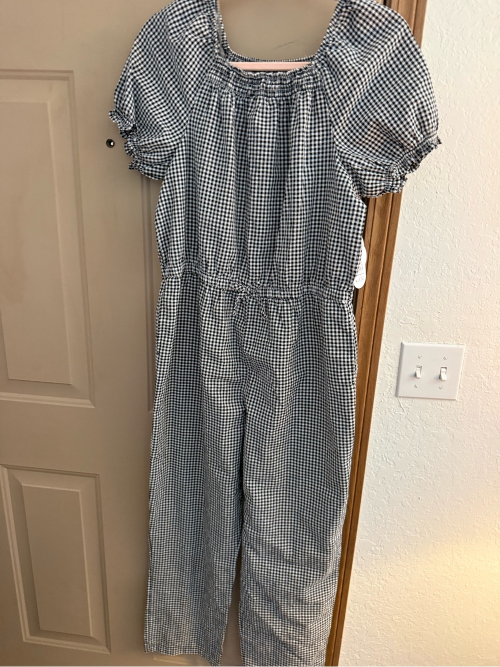 wonder nation Black and White Gingham One-Piece Sleep Jumpsuit
